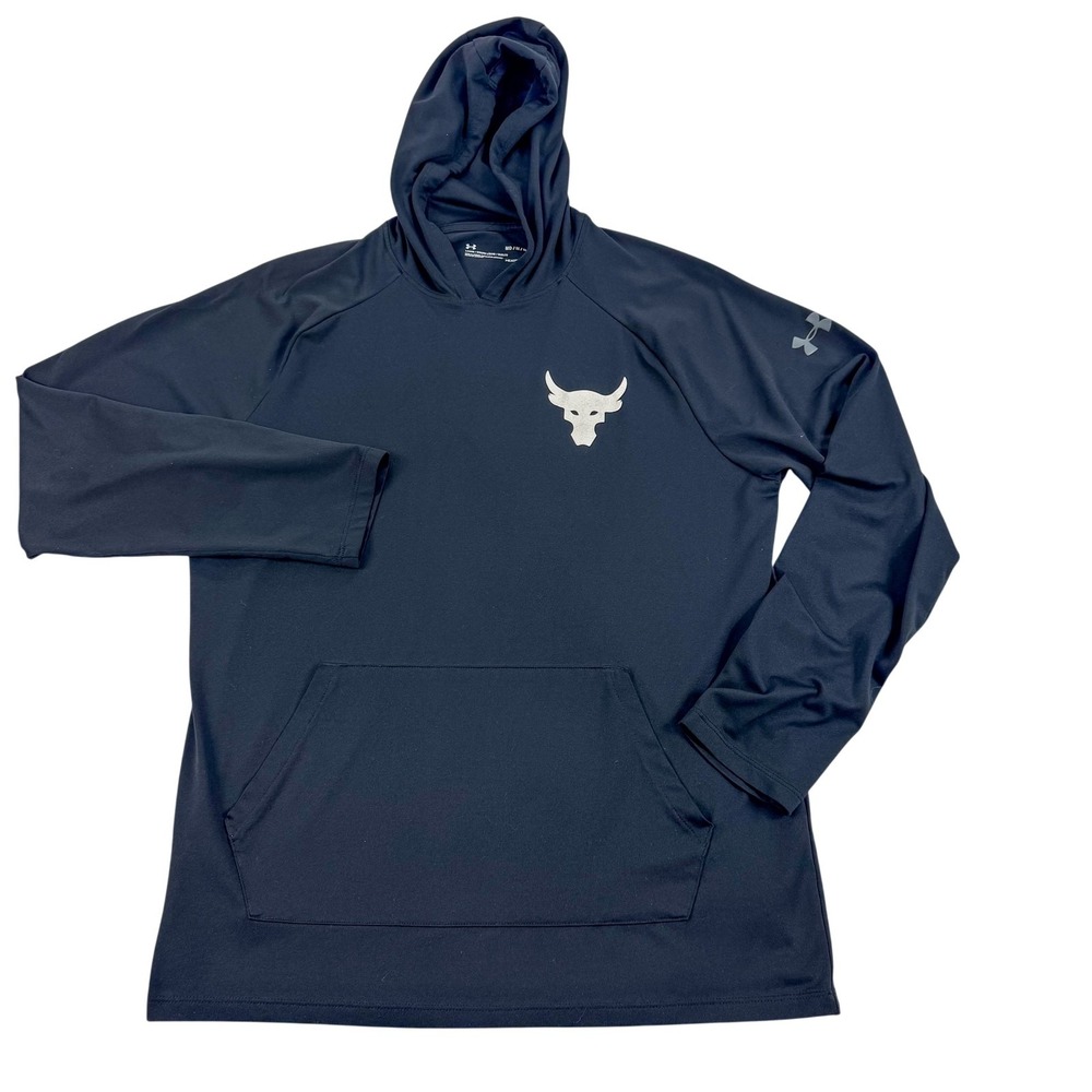 Under Armour Project Rock Tech 2.0 Hoodie Mens Medium Black HeatGear 1353076